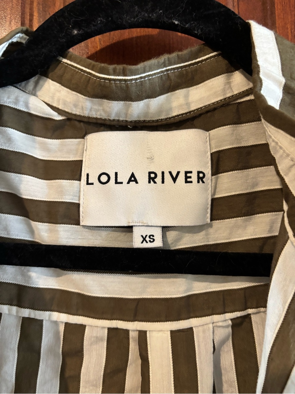 Womens Olive and White Striped top